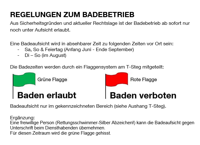 Regelungen zum Badebetrieb